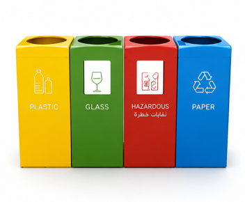 Color Coded Recycling Bin